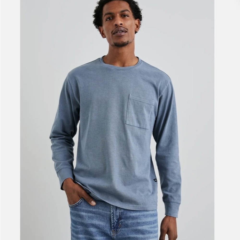 Men's Rails Blue Gray Crew Neck Long Sleeve Shirt